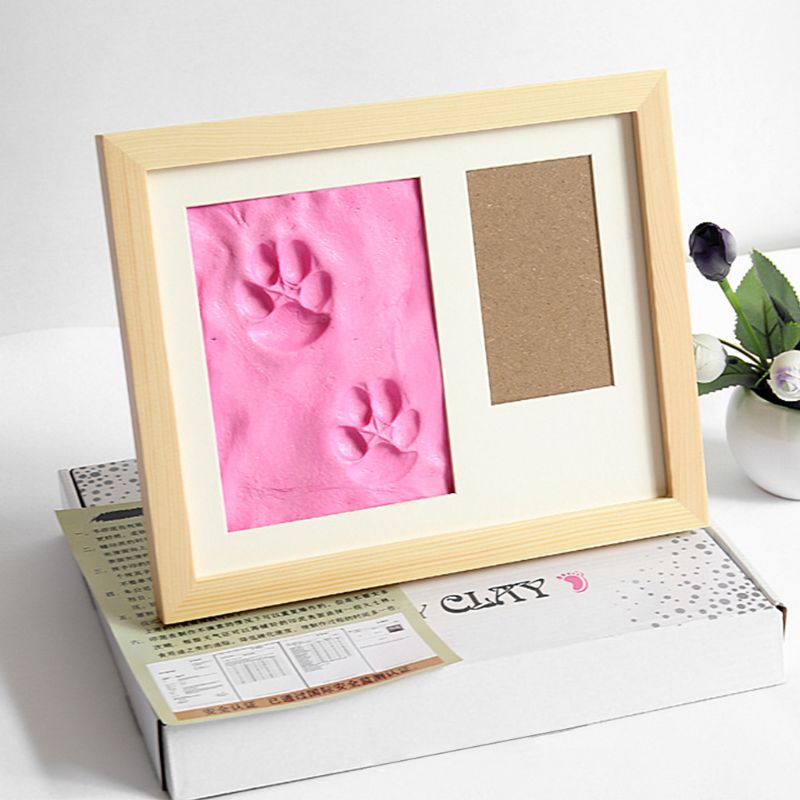 Pets Paw Prints Keepsake Photo Frame Memorial Clay Imprint Kit for Dog Pet Lover