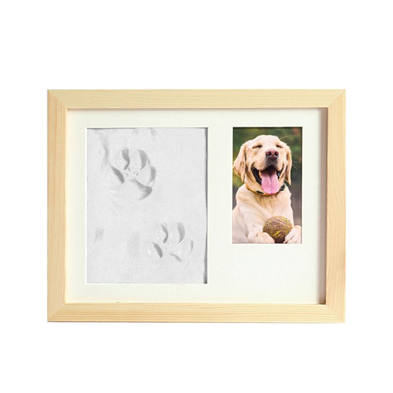 Pets Paw Prints Keepsake Photo Frame Memorial Clay Imprint Kit for Dog Pet Lover