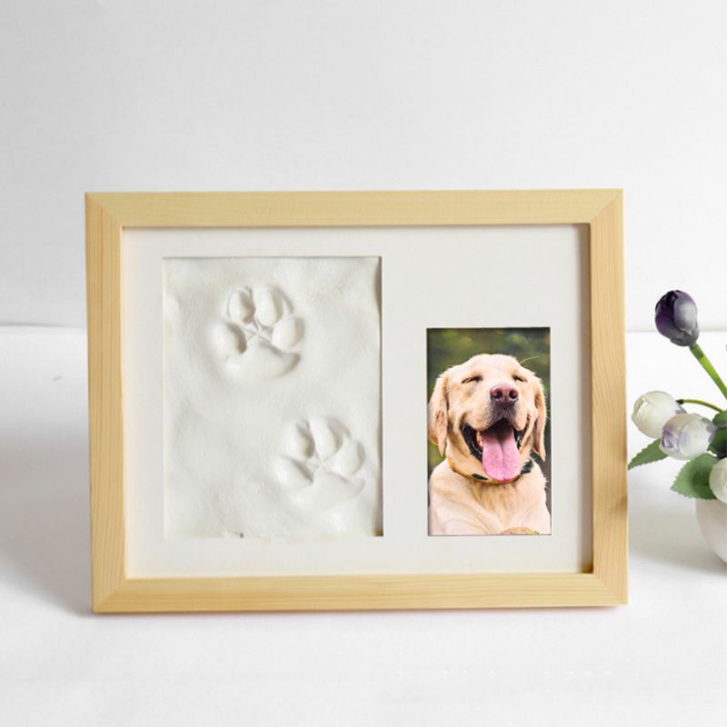 Pets Paw Prints Keepsake Photo Frame Memorial Clay Imprint Kit for Dog Pet Lover